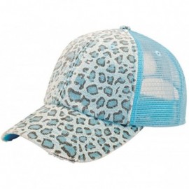 Baseball Caps Low Profile Canvas Leopard Printed Mesh Cap - Brown W40S52B - Light Blue - C111BX4N8RB $12.90