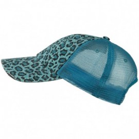 Baseball Caps Low Profile Canvas Leopard Printed Mesh Cap - Brown W40S52B - Light Blue - C111BX4N8RB $12.90