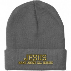 Skullies & Beanies Custom Beanie for Men & Women Jesus Name Above All Embroidery Skull Cap Hat - Light Grey - C218ZWOZLSC $15.29