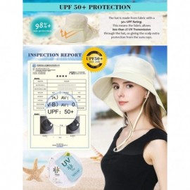 Bucket Hats Large Head Women Packable Wide Brim SPF Sun Hat Bucket Travel Summer Chin Strap 58-60cm - Beige_1005 - C618SQ0L6Z...
