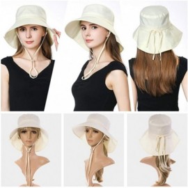 Bucket Hats Large Head Women Packable Wide Brim SPF Sun Hat Bucket Travel Summer Chin Strap 58-60cm - Beige_1005 - C618SQ0L6Z...