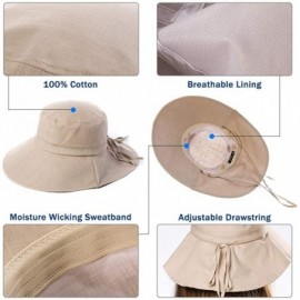 Bucket Hats Large Head Women Packable Wide Brim SPF Sun Hat Bucket Travel Summer Chin Strap 58-60cm - Beige_1005 - C618SQ0L6Z...