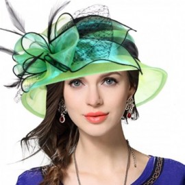 Bucket Hats Lady Derby Dress Church Cloche Hat Bow Bucket Wedding Bowler Hats - Two-tone-green - C617X0HO9KA $47.24