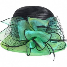 Bucket Hats Lady Derby Dress Church Cloche Hat Bow Bucket Wedding Bowler Hats - Two-tone-green - C617X0HO9KA $28.93