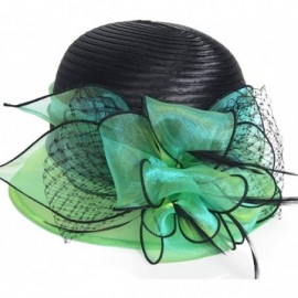 Bucket Hats Lady Derby Dress Church Cloche Hat Bow Bucket Wedding Bowler Hats - Two-tone-green - C617X0HO9KA $28.93