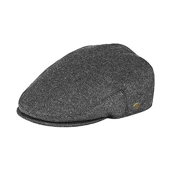 Newsboy Caps Men's Herringbone Flat Ivy Newsboy Hat Premium Wool Gatsby Cabbie Cap - Charcoal - C818A0OGSR2 $17.62