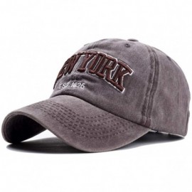 Baseball Caps Baseball Hat New-York Distressed-Adjustable-Strapback - Washed Cotton Dad Hat Unisex - Brown - C418H88S4X8 $12.74