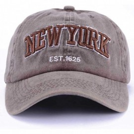 Baseball Caps Baseball Hat New-York Distressed-Adjustable-Strapback - Washed Cotton Dad Hat Unisex - Brown - C418H88S4X8 $12.74