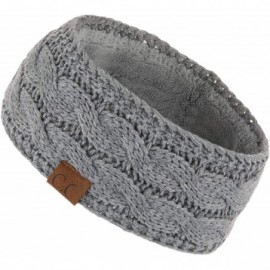 Cold Weather Headbands Winter Fuzzy Fleece Lined Thick Knitted Headband Headwrap Earwarmer(HW-20)(HW-33) - Lt. Mel Grey - CY1...