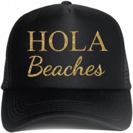 Baseball Caps Trucker Hats for Adult HOLA Beaches Logo Print Snapback Summer Mesh Caps - Full Black - CZ18EEEIOUL $11.77