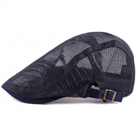 Newsboy Caps Bigface Up Men's Summer Breathable Mesh Hat Cabbie hat Hunting Hat Gatsby Newsboy Ivy Cap - Navy - CX18ROQD886 $...