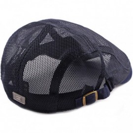 Newsboy Caps Bigface Up Men's Summer Breathable Mesh Hat Cabbie hat Hunting Hat Gatsby Newsboy Ivy Cap - Navy - CX18ROQD886 $...