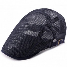 Newsboy Caps Bigface Up Men's Summer Breathable Mesh Hat Cabbie hat Hunting Hat Gatsby Newsboy Ivy Cap - Navy - CX18ROQD886 $...