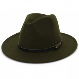 Fedoras Unisex Plain Belt Buckle Decorated Australia Wool Felt Jazz Fedora Hat Men Women Flat Brim Panama Formal Hat - C718O3...