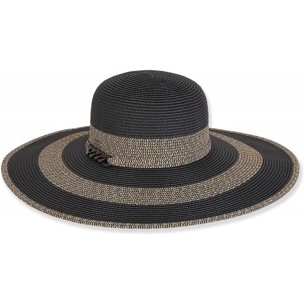 Sun Hats Women's Chic Wide Brim Floppy Sun Hat 1582 - A. Black - C212FUR0KSL $28.28
