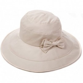 Bucket Hats Womens UPF50 Cotton Packable Sun Hats w/Chin Cord Wide Brim Stylish 54-60CM - 69038_beige - CZ196T2U0A5 $22.89