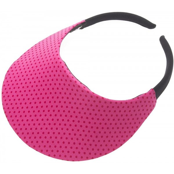 Visors Midsize Print Visor - White Polka Dot on Pomegranate - CC12E3BE4RD $15.98