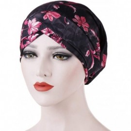 Balaclavas Head Scarf for Women Turban Knotted Vintage Flower Print Full Cover Fit-Head Wraps 2019 Winter New Cap - Red - C91...