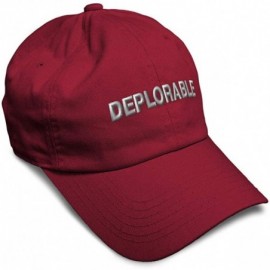 Baseball Caps Custom Soft Baseball Cap Destruction Word Deplorable A Embroidery Twill Cotton - Burgundy - CX195OT3NKI $16.69