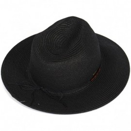 Sun Hats Beach Sun Hats for Women Large Sized Paper Straw Wide Brim Summer Panama Fedora - Sun Protection - CH18DAMY9IE $31.49