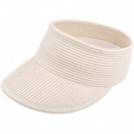 Sun Hats Womens Sun Visor Hat- Foldable Straw Sun Hat with Cute Bowtie - Whitea - CQ1943I6LSS $21.32