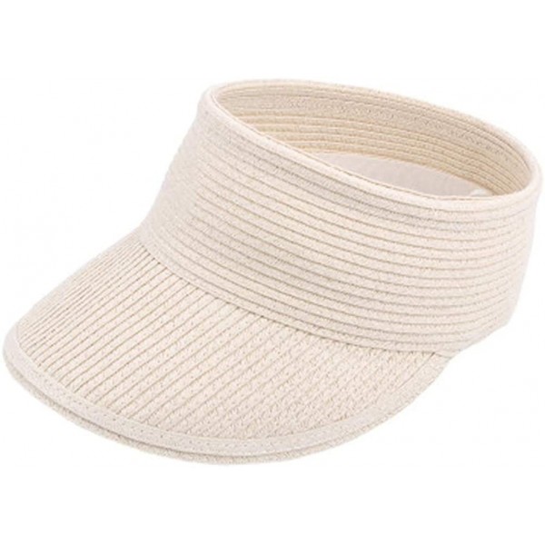 Sun Hats Womens Sun Visor Hat- Foldable Straw Sun Hat with Cute Bowtie - Whitea - CQ1943I6LSS $10.05
