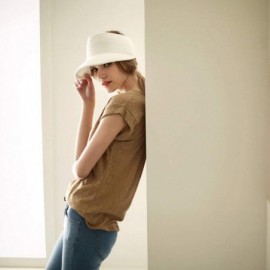 Sun Hats Womens Sun Visor Hat- Foldable Straw Sun Hat with Cute Bowtie - Whitea - CQ1943I6LSS $10.05