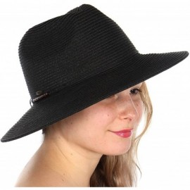 Sun Hats Beach Sun Hats for Women Large Sized Paper Straw Wide Brim Summer Panama Fedora - Sun Protection - CH18DAMY9IE $14.31