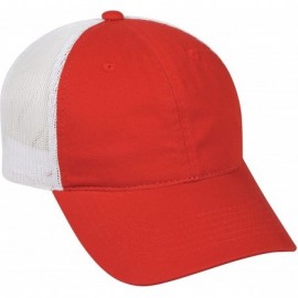 Baseball Caps Garment Washed Meshback Cap - Red/White - C8114XY5CQD $27.66