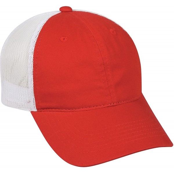 Baseball Caps Garment Washed Meshback Cap - Red/White - C8114XY5CQD $14.37