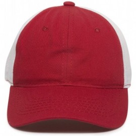 Baseball Caps Garment Washed Meshback Cap - Red/White - C8114XY5CQD $14.37