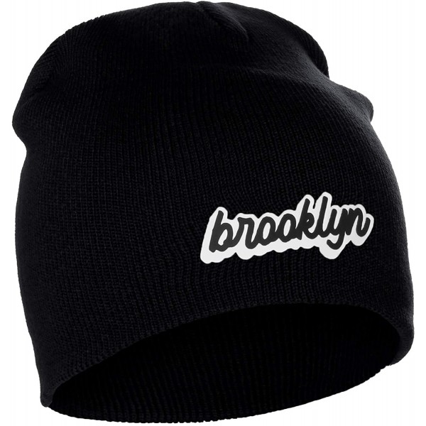 Skullies & Beanies Classic USA Cities Winter Knit Cuffless Beanie Hat 3D Raised Layer Letters - Brooklyn Black - White Black ...