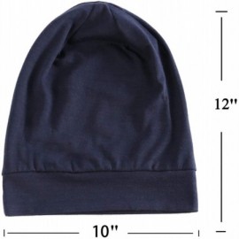 Skullies & Beanies Satin Silk Lined Sleep Cap - Beanie Slap Hat-Amazing Soft Chome Cap - Dark Blue - CW18QQ3C3CY $11.85