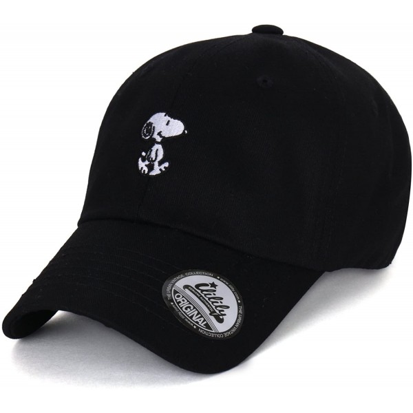 Baseball Caps Cotton Solid Color Cute Snoopy Embroidery Curved Casual Hat Baseball Cap - Black - CC12DA92H3V $25.95