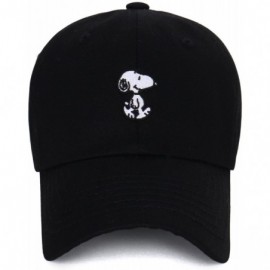 Baseball Caps Cotton Solid Color Cute Snoopy Embroidery Curved Casual Hat Baseball Cap - Black - CC12DA92H3V $25.95