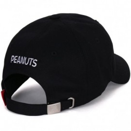 Baseball Caps Cotton Solid Color Cute Snoopy Embroidery Curved Casual Hat Baseball Cap - Black - CC12DA92H3V $25.95