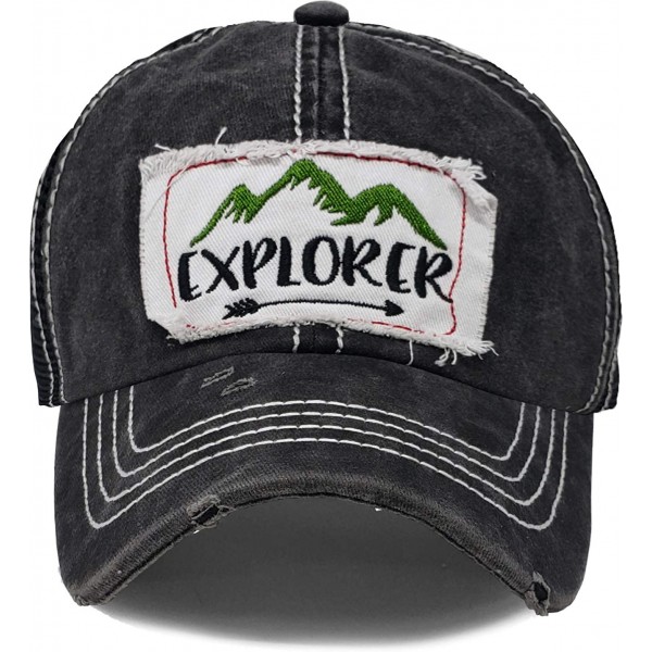 Baseball Caps Dad Hat Unisex Mesh Trucker Distressed Vintage Patch Baseball Cap - Explorer - Black - CJ18TQGYUAM $12.56