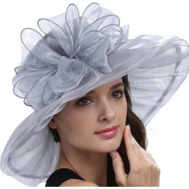 Sun Hats Women Kentucky Derby Ascot Girls Tea Party Dress Church Lace Hats - Grey - CZ12526T2ZH $17.57