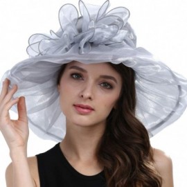 Sun Hats Women Kentucky Derby Ascot Girls Tea Party Dress Church Lace Hats - Grey - CZ12526T2ZH $17.57