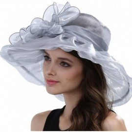 Sun Hats Women Kentucky Derby Ascot Girls Tea Party Dress Church Lace Hats - Grey - CZ12526T2ZH $17.57