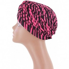 Skullies & Beanies Shiny Flower Turban Shimmer Chemo Cap Hairwrap Headwear Beanie Hair Scarf - Rose Red2 - CM18A4LEYRC $10.11