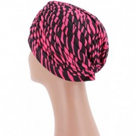 Skullies & Beanies Shiny Flower Turban Shimmer Chemo Cap Hairwrap Headwear Beanie Hair Scarf - Rose Red2 - CM18A4LEYRC $10.11