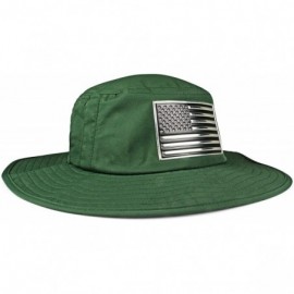 Sun Hats Mesh USA Boonie Sun Hat (Wide Brim) - Red- White and Blue- Sun Protection - Bucket Hat - Green - CB18T323O8E $25.44