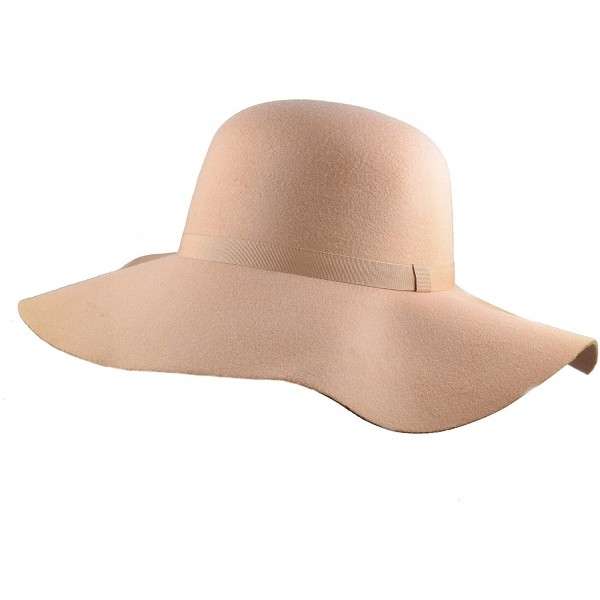 Fedoras Womens Vegan Felt Floppy Brim Panama Style Fedora Sun Hat Small - Medium Brim - Sarah Tan - CA19469KOSD $16.74