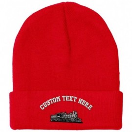 Skullies & Beanies Custom Beanie for Men & Women Train D-6-0 Embroidery Acrylic Skull Cap Hat - Red - CG18H5IWWWS $19.92