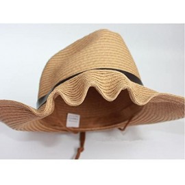 Sun Hats Men Wide Brim Hat Summer Beach Straw Cap Sun Floppy Foldable Hats Khaki - CU182ZNLC9Y $13.04