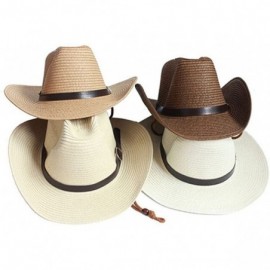 Sun Hats Men Wide Brim Hat Summer Beach Straw Cap Sun Floppy Foldable Hats Khaki - CU182ZNLC9Y $13.04