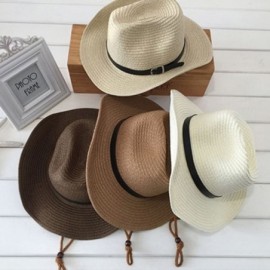 Sun Hats Men Wide Brim Hat Summer Beach Straw Cap Sun Floppy Foldable Hats Khaki - CU182ZNLC9Y $13.04