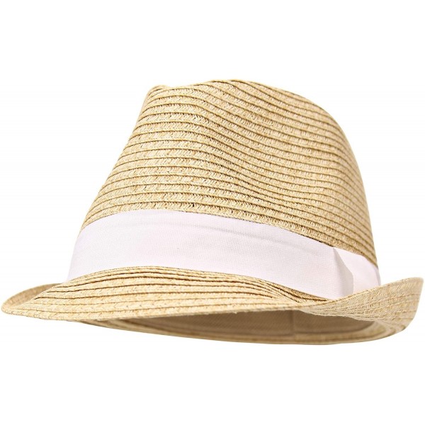 Fedoras Women's Stretch Fit Paper Straw Fedora Hat - White - CW18I5WAZX5 $17.01