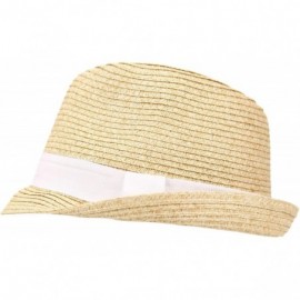 Fedoras Women's Stretch Fit Paper Straw Fedora Hat - White - CW18I5WAZX5 $17.01